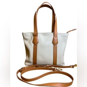 Valentina Cream & Brown Leather Handbag Crossbody